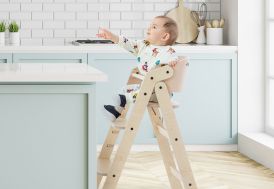 Chaise haute bébé en bois