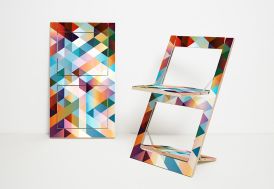 Chaise pliante design en bois Ambivalenz Fläpps Criss Cross