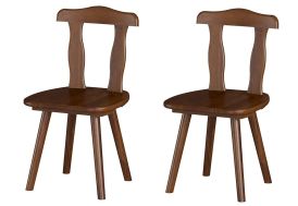 Lot de 2 chaises en bois massif marron style rustique