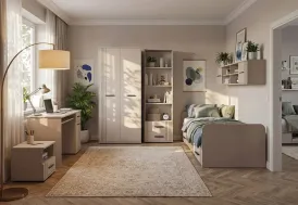 Chambre ado complète : armoire, lit, bureau, bibliothèque et armoire suspendue Sigma ASM