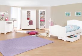 Chambre d'Enfant en Épicéa Blanc Nina : 1 Lit 1 Commode et 1 Armoire