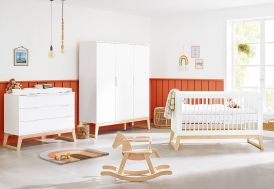 Chambre pour enfant lit évolutif en bois, commode à langer, armoire Pinolino