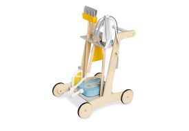 chariot de ménage en bois pour enfant avec aspirateur