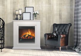 Cheminée électrique blanche 1400 Watts foyer imitation bûches Dimplex Asti
