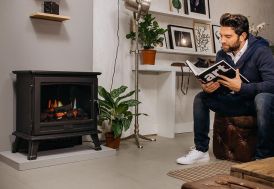 cheminée électrique poêle décoratif en métal avec technologie HDTV et son crépitement