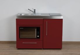 Kitchenette en métal rouge bordeaux 120 cm plaques induction Stengel