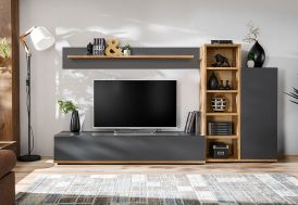 Ensemble meuble TV, placard et étagères en bois – Silk