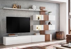 Ensemble Meuble TV Mural en Bois ASM Meble Quill dans Salon