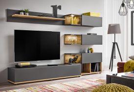 Ensemble Meuble TV et Vitrines en Bois ASM Meble Silk Anthracite