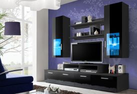 Ensemble meuble TV en bois avec vitrines murales meubles de salon ASM Mini