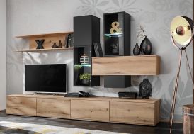 Ensemble meuble TV et vitrines murales en bois Cruz 