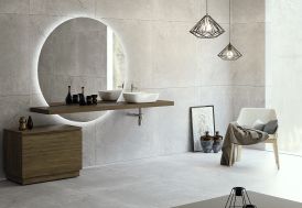 Ensemble de meubles de salle de bain avec meuble de rangement et vasque en céramique