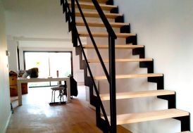Escalier droit sur mesure métal et bois Mondrian ML Fusion