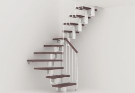 escalier modulaire demi tournant en acier blanc