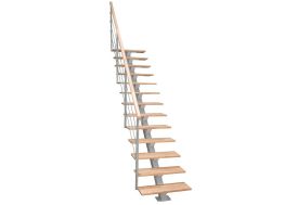 escalier droit en métal avec limon central et marches en bois