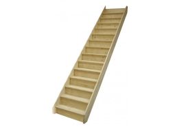 escalier droit en sapin avec 14 marches et contremarches 285 cm hauteur 176 cm encombrement 