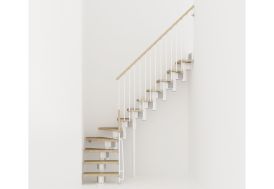 Escalier modulable en bois et acier quart tournant