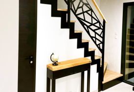 Escalier quart tournant bas en métal et bois ML Fusion Mondrian 700