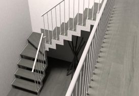 Escalier quart tournant bas en métal blanc et bois 280 cm d'Opera