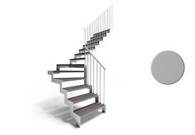 Escalier quart tournant central en métal gris et bois 280 cm D'Opera