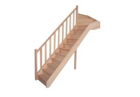 Escalier quart tournant haut en bois de hêtre 80 cm