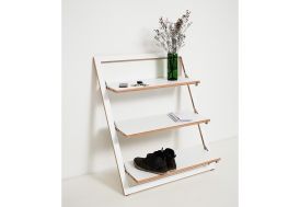 Étagère triple en bois rangement pour chaussures Ambivalenz Fläpps blanc