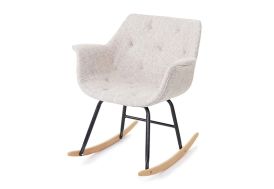 Fauteuil à bascule en tissu, métal et bois style scandinave