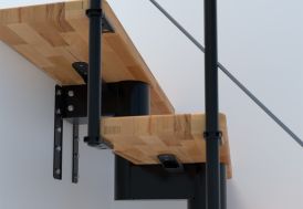 Kit de hauteur Minka option marche en hêtre naturel et fixation en acier thermolaqué noire