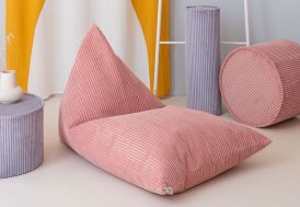 Grand pouf en velours côtelé