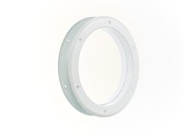 Hublot de porte d’intérieur en métal blanc et verre trempé – Ø 20 cm