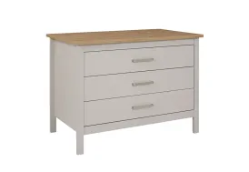 Ilot central cuisine 3 tiroirs 75 x 124 cm cachemire et bois
