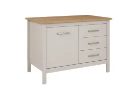 Ilot central cuisine 1 placard et 3 tiroirs 75 x 124 cm cachemire et bois
