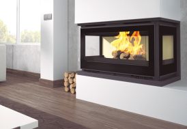 Insert à bois d'angle double combustion FM Calefaccion