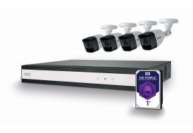 Kit de vidéosurveillance 4 caméras mini-tubes et enregistreur vidéo