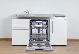 Mini-cuisine blanche avec lave-vaisselle, frigo et vitrocéramique MPGG160