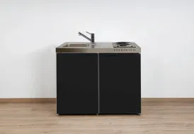 Kitchenette équipée frigo et plaques électriques Stengel MK100 noir