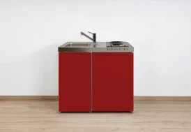 Kitchenette réfrigérateur et plaque électrique 90 cm Stengel MK90 rouge