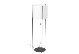 Lampadaire en acier et textile Faro Drum noir et beige