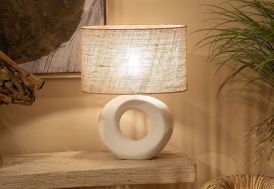 Lampe à poser en céramique et lin Athezza Calithea
