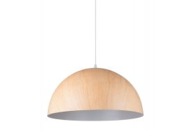 Suspension salon suspension lampe de table à manger LED cuisine aspect bois  clair, blanc textile, 11W