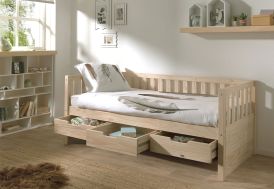 Lit banquette en bois pour enfants avec espaces de rangement