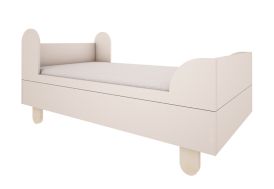 Lit minimaliste en bois avec bords arrondis de 165 x 85 x 71 cm