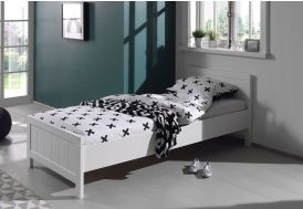 HOMIFAB Lit enfant 70x140 en pin massif gris anthracite avec sommier - Alba