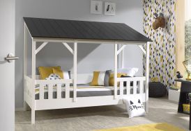 Lit Cabane en Bois de Pin Housebed 90 x 200 cm Noir