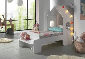 Lit Cabane pour Enfant en Bois MDF Vipack Casami Blanc 70 x 140 cm