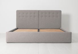 Lit double en bois et tissu 