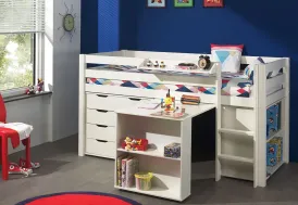 Lit enfant mi-hauteur avec meubles de rangement Vipack Pino