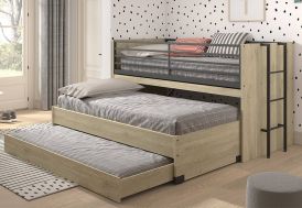 Lit gigogne 3 couchages en bois effet chêne Vipack