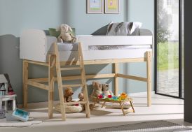 Lit mezzanine en bois massif blanc 120 cm pour enfant