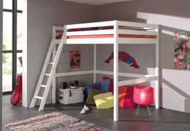 Lit mezzanine en pin scandinave blanc 140 x 200 cm